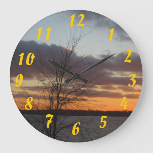 Horloge du coucher de soleil du lac