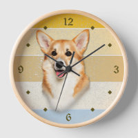 Horloge du coucher de soleil rétro du chien de Cor