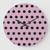Horloge du mur à points de polka (rose et noir) (Recto)