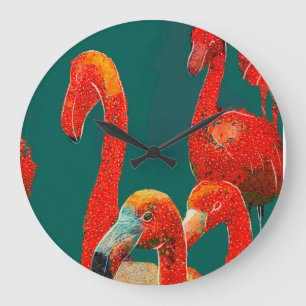 HORLOGE DU MUR ART Flamants roses