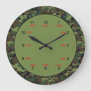 Horloge du Mur de Temps Militaire Vert Caméra
