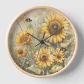 Horloge du mur de tournesol ensoleillé (Recto)