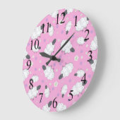 Horloge du mur rose des moutons (Angle)