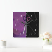 Horloge du salon de coiffure élégant violet/rose (Maison)