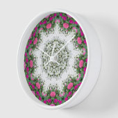 Horloge Eau du jardin Fontaine Fleurs roses Mandala Design (Angle)