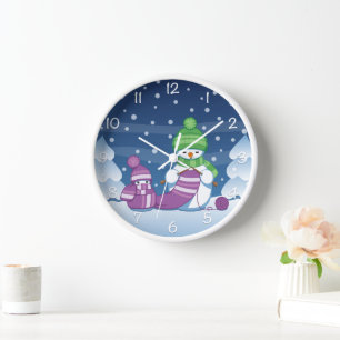 Horloge Écharpe Tricot Snowman