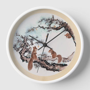 Horloge Écureuil famille "Cacher et chercher" mignonne hor