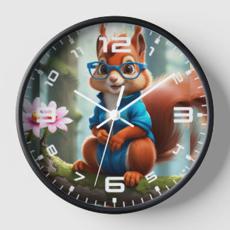 Horloge Écureuil mou sur la branche de l'arbre