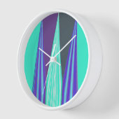 Horloge Edgy Blue Purple Cyan Chevron Art Imprimer (Angle)