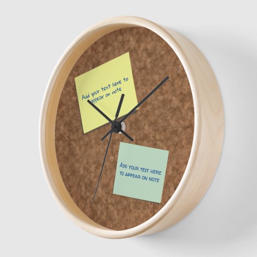 Horloge Effet Corkboard avec le bureau des notes collantes (Angle)