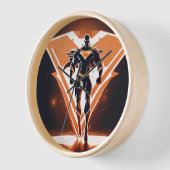 Horloge Élégance intemporelle : Cadre rond en bois naturel (Angle)