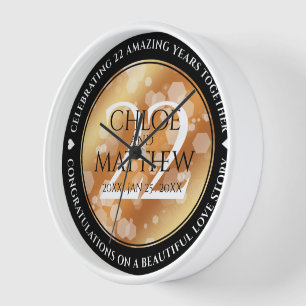 Horloge Élégant 22e anniversaire de Mariage de cuivre