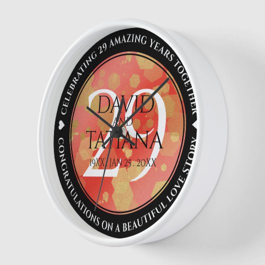 Horloge Élégant 29e anniversaire du Mariage Garnet (Angle)