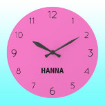 Horloge Elégant et chic Neon rose et noir Nom<br><div class="desc">Élégante et chic Neon rose et noir nom horloge</div>