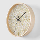 Horloge Élégant Mandala Floral Or Blanc (Angle)
