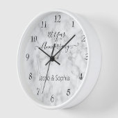 Horloge Élégant Mariage Anniversaire Personnalisé en Marbr (Angle)