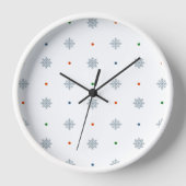 Horloge Élégant motif de flocons de neige et de points (Recto)