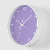 Horloge Élégant nombre blanc | Classique Pastel Purple (Angle)