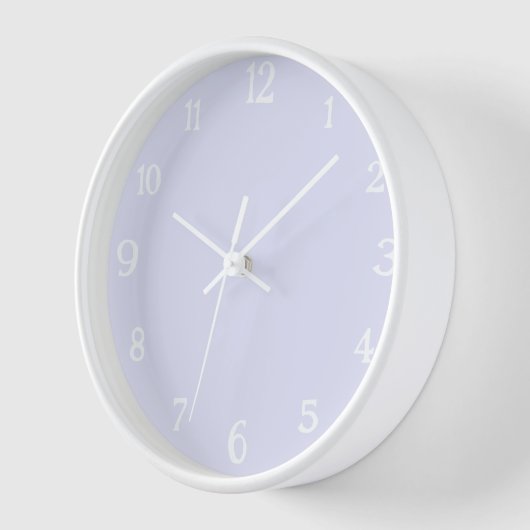 Horloge Élégant nombre blanc | Lavande Pastel Classique (Angle)