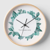 Horloge Elégant Turquoise vert Moderne Nom personnalisé (Recto)