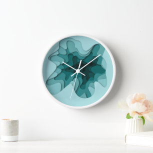 Horloge Elégante Couches Bleues Turquoise Ombre