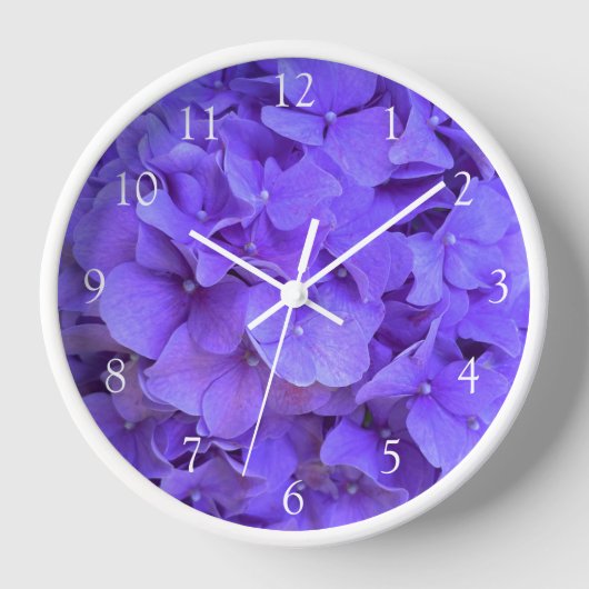 Horloge Elégante lavande violette lilas hydrangées florale (Recto)