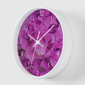 Horloge Elégante magenta rose hydrangée florale roses (Angle)