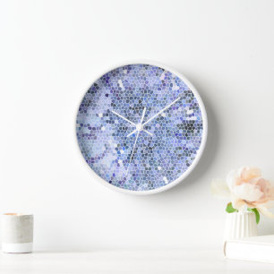 Horloge Elégante mosaïque bleue glace