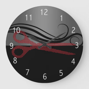 Horloge élégante rouge de salon de coiffure