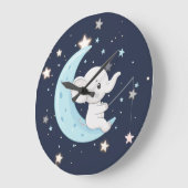 Horloge Éléphant de Bébé Pêchant des Étoiles (Angle)