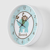 Horloge Elephant et singe Jungle Enfants mur de la crèche (Angle)