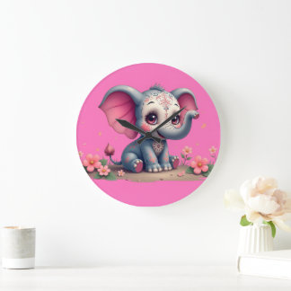 Horloge éléphant rose