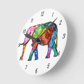 Horloge Eléphante mignonne et colorée (Angle)