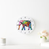 Horloge Eléphante mignonne et colorée (Maison)
