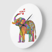 Horloge Eléphante mignonne et colorée (Angle)