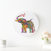 Horloge Eléphante mignonne et colorée (Maison)