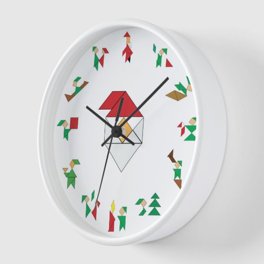 Horloge - Elfes de Noël et Tangrammes Père Noël (Angle)