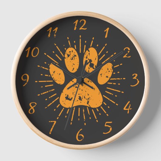 Horloge Empreinte de patte de chien de rayon de soleil en  (Recto)
