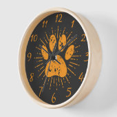 Horloge Empreinte de patte de chien de rayon de soleil en  (Angle)