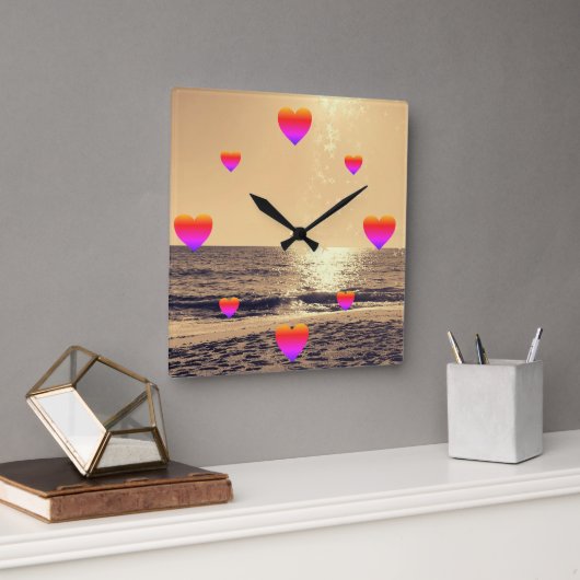 Horloge en Acrylique - Love O’Clock at Golden Hour (Bureau)