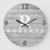 Horloge en Bois Flotté Gris Monogramme Rustique (Recto)