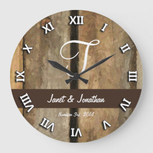 Horloge en bois personnalisable de monogramme de T