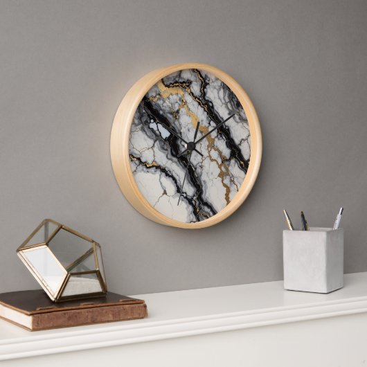 horloge en marbre noir et or (Bureau)