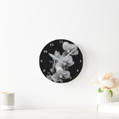 Horloge en noir et blanc avec orchidées (Maison)