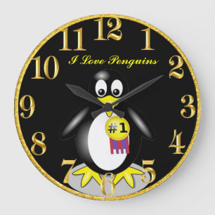 Horloge en or pingouin