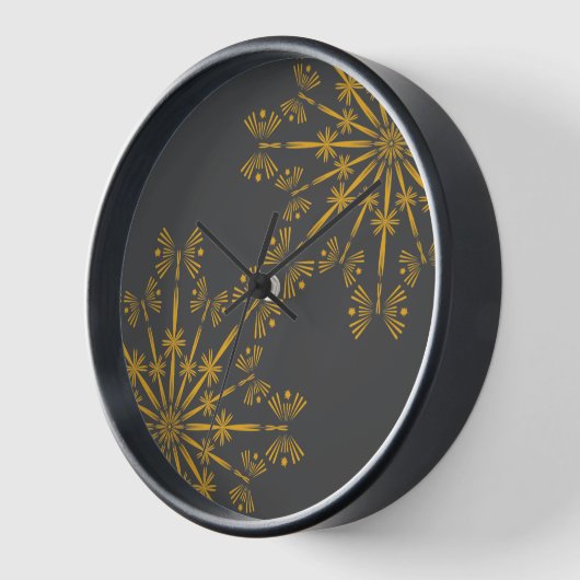 Horloge encadrée en bois de Mandala Retro (Angle)