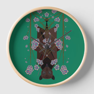 Horloge encadrée en bois de renard volant