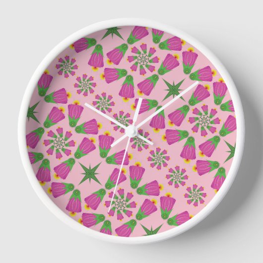 Horloge encadrée en bois rose Mandalas (Recto)