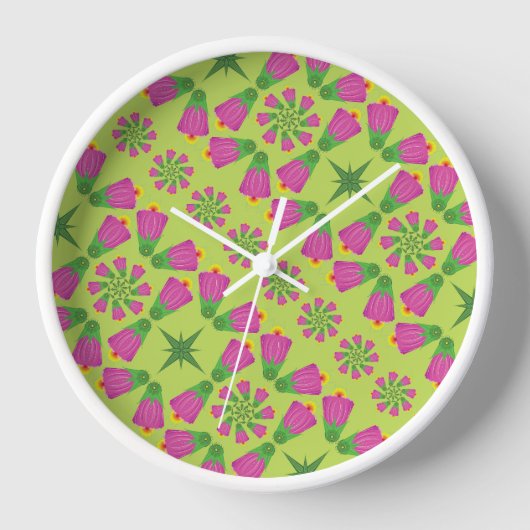 Horloge encadrée en bois vert de Mandalas (Recto)