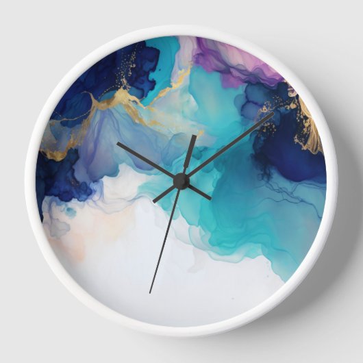 Horloge Encre d'alcool Abstrait fluide | (Recto)